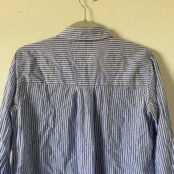 Rails Womens Blouse Size XS Frances Banker Stripe Floral Patch Button Down Shirt - Picture 8 of 11